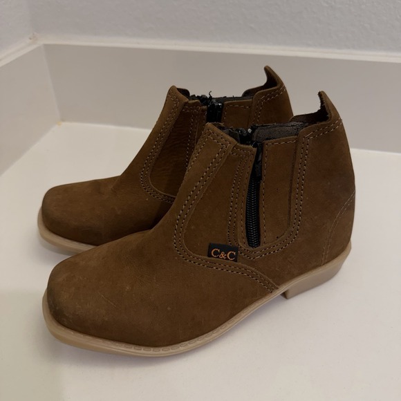 C & C Other - Kids Brazilian Leather Tan Brown Zip Up Wedge Ankle Boots US Youth 3 / 4 BRA 33